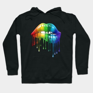 Lips Rainbow Gay Homosexual Lesbian Lips Pride Hoodie